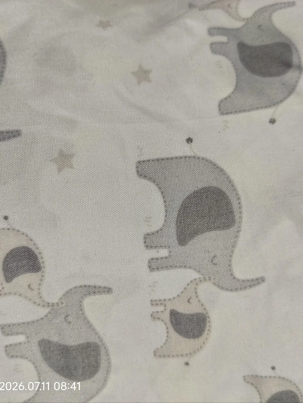 White Baby Crib Sheet with Gray Moon & Star Print & Elephant Print Fitted Sheet